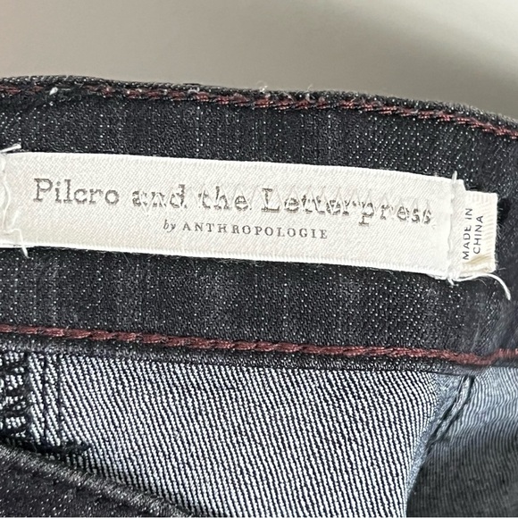 Anthropologie Pilcro Polka Dot Faded Black Wide Leg High Rise Crop Jeans Size 26 - Picture 9 of 14